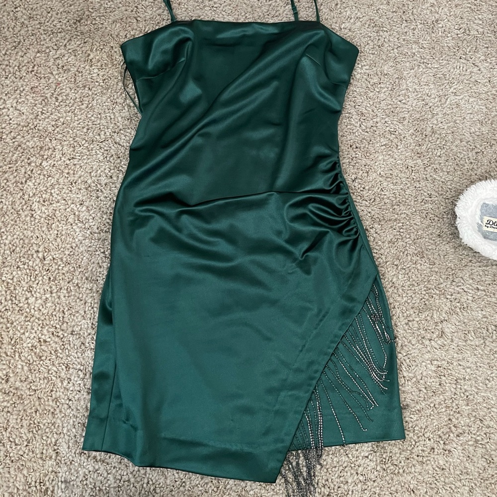 GUESS Green Cowl Neck Satin Dress
